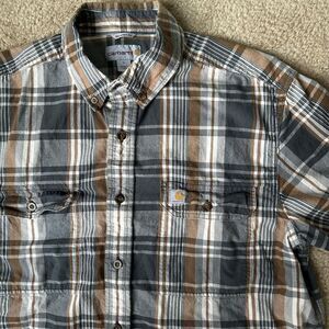 Mens‎ Carhartt Plaid Button Up Size Large Relaxed Fit